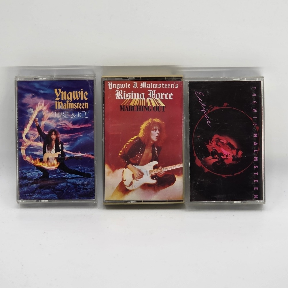 YNGWIE MALMSTEEN 3 Cassette Lot Rising Force, Fire And Ice, Eclipse Hard Rock